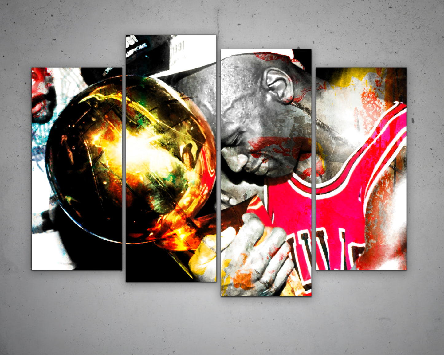 Arte mural multicolor de Michael Jordan