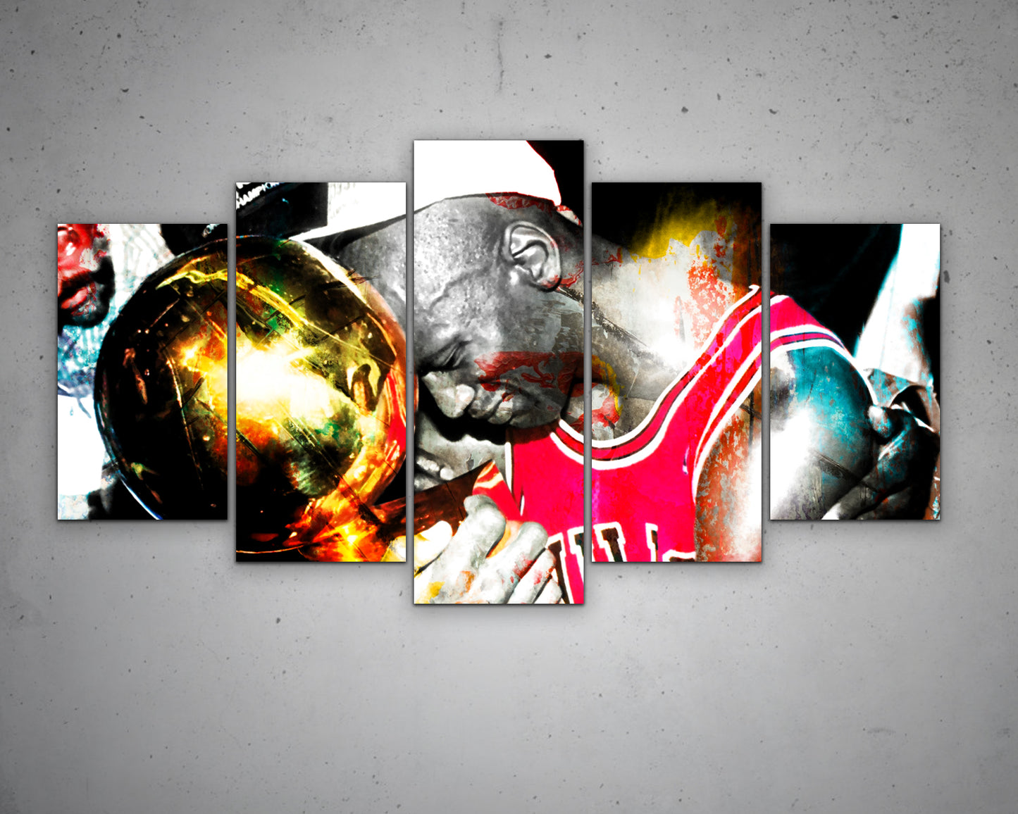 Arte mural multicolor de Michael Jordan