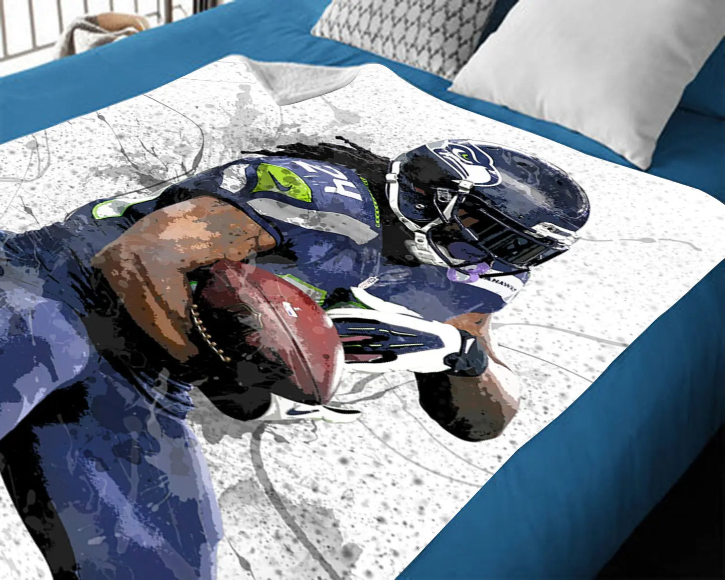 Marshawn Lynch Splash Effect Fleece Blanket