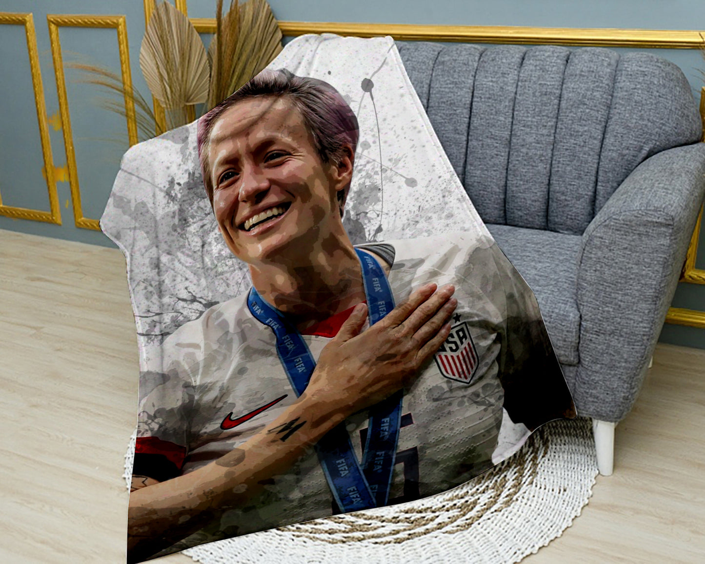 Megan Rapinoe Splash Effect Fleece Blanket USA Soccer Team