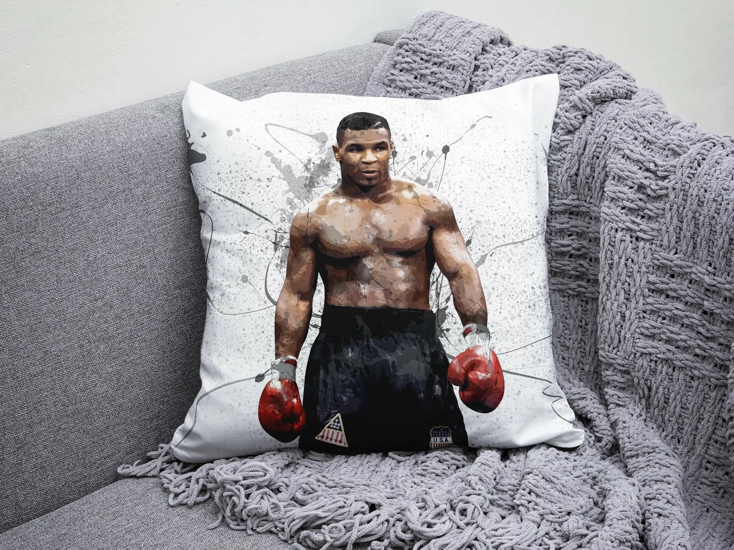 Almohada con efecto salpicadura de Mike Tyson