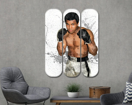Arte mural en acrílico con patineta de Muhammad Ali