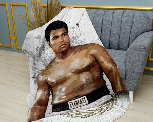 Manta polar con efecto salpicado de Muhammad Ali, leyenda del boxeo