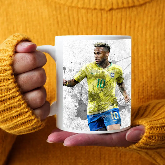 Taza y posavasos con efecto salpicadura brasileña de Neymar