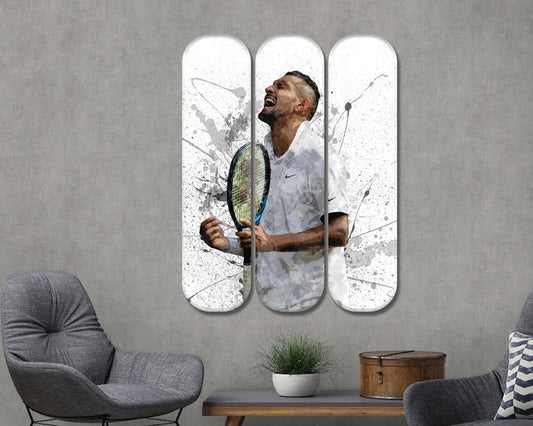 Arte mural de acrílico con patineta de Nick Kyrgios