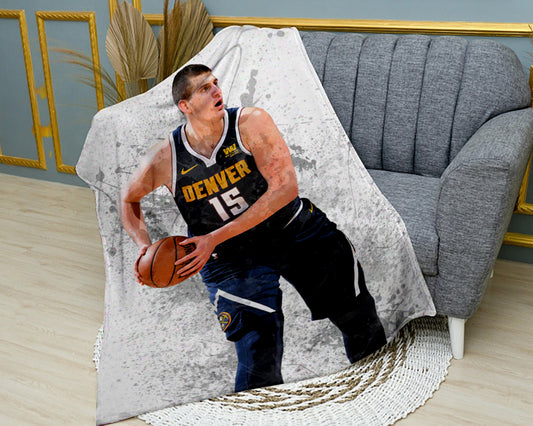 Nikola Jokić Splash Effect Fleece Blanket Style 1