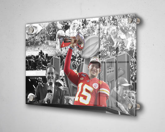 Arte en lienzo en blanco y negro de Patrick Mahomes