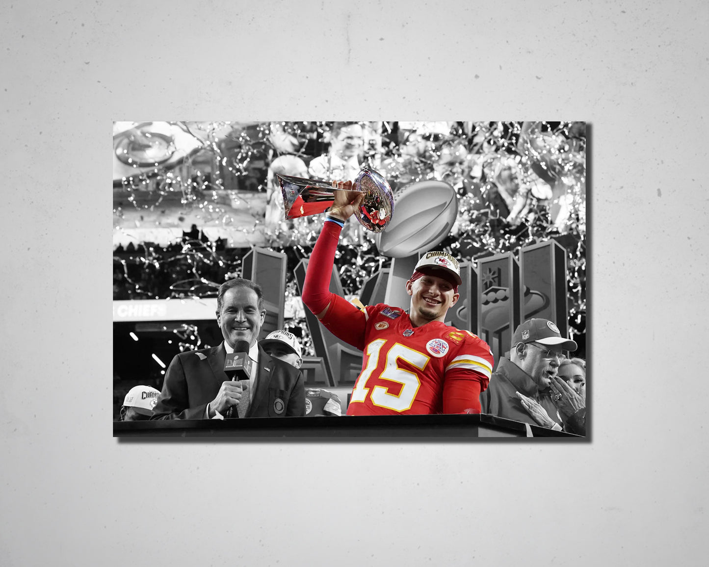 Arte en lienzo en blanco y negro de Patrick Mahomes