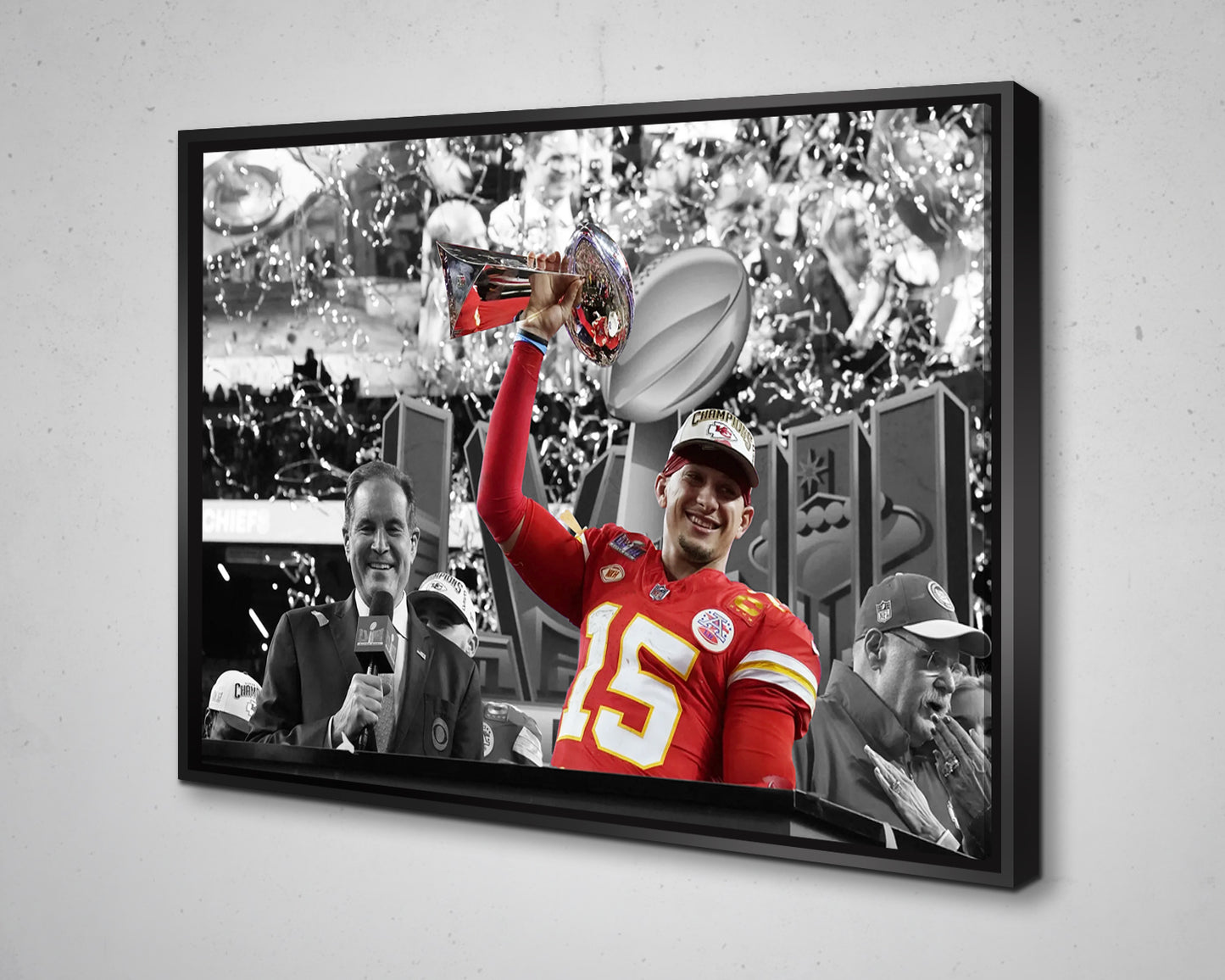 Arte en lienzo en blanco y negro de Patrick Mahomes