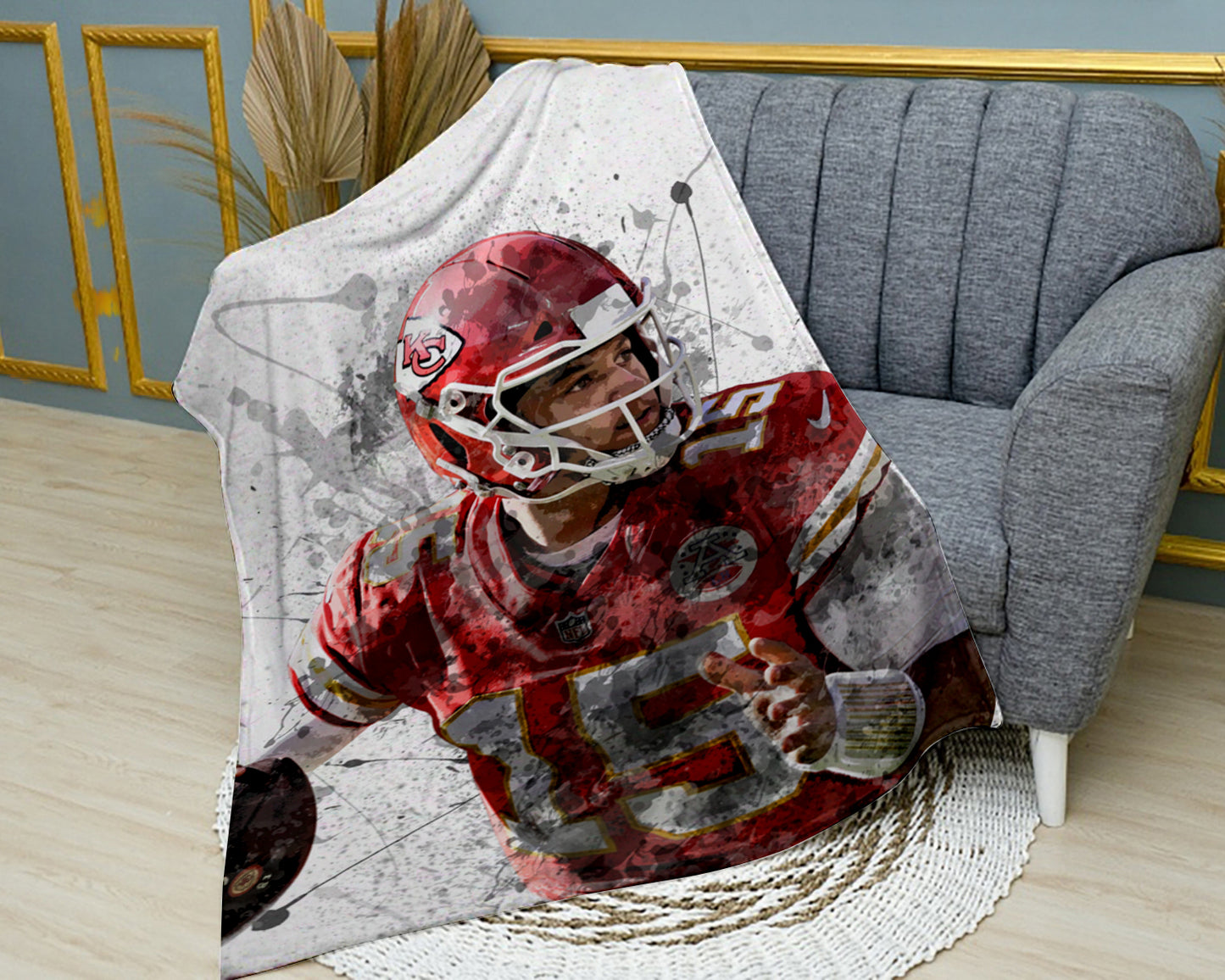 Manta polar con efecto salpicado de Patrick Mahomes