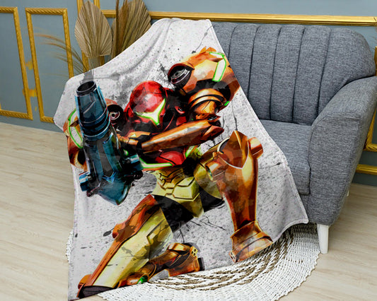 Samus Aran Splash Effect Fleece Blanket