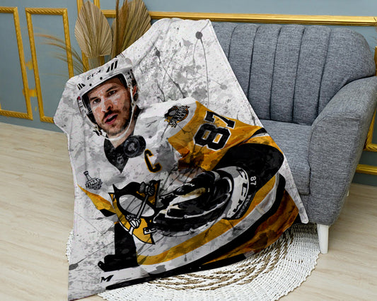 Manta polar con efecto salpicadura de Sidney Crosby, estilo 3