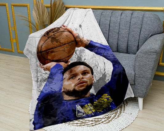 Stephen Curry Splash Effect Fleece Blanket Basketball Player