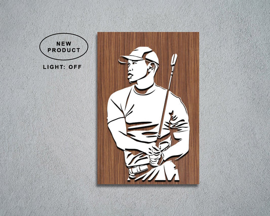 Tiger Woods LED Wooden Decal