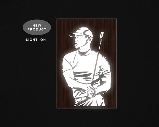Tiger Woods LED Wooden Decal