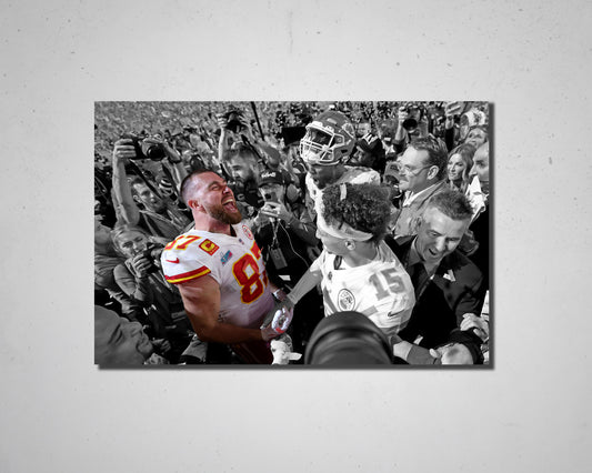 Travis Kelce Black & White Canvas Art