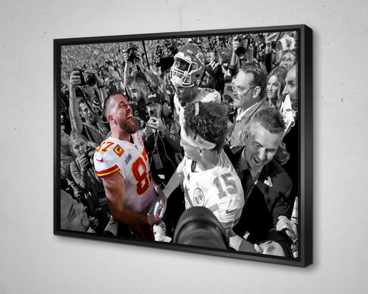 Travis Kelce Black & White Canvas Art