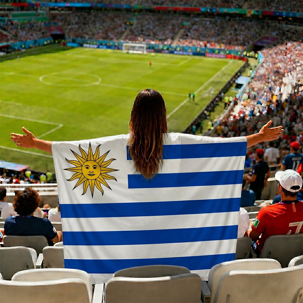 Uruguay Flag Body Cape with Sleeves