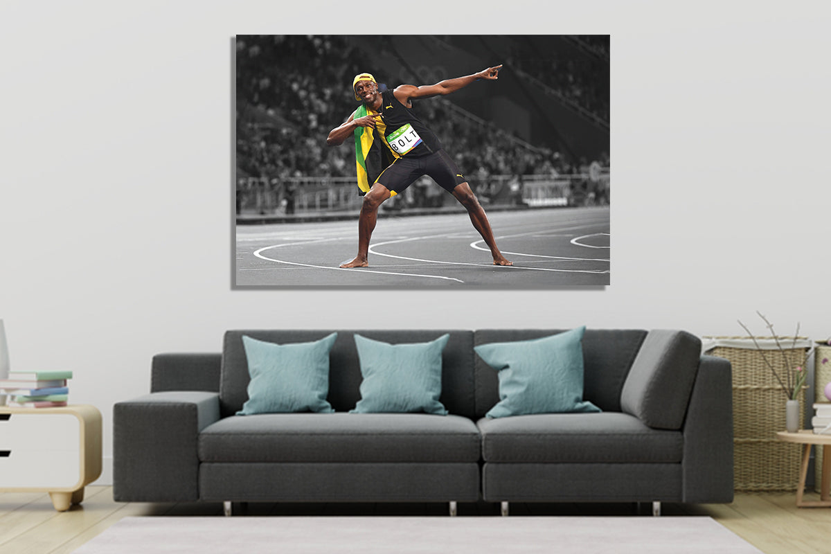 Usain Bolt Black & White Canvas Print | Athletics Wall Art