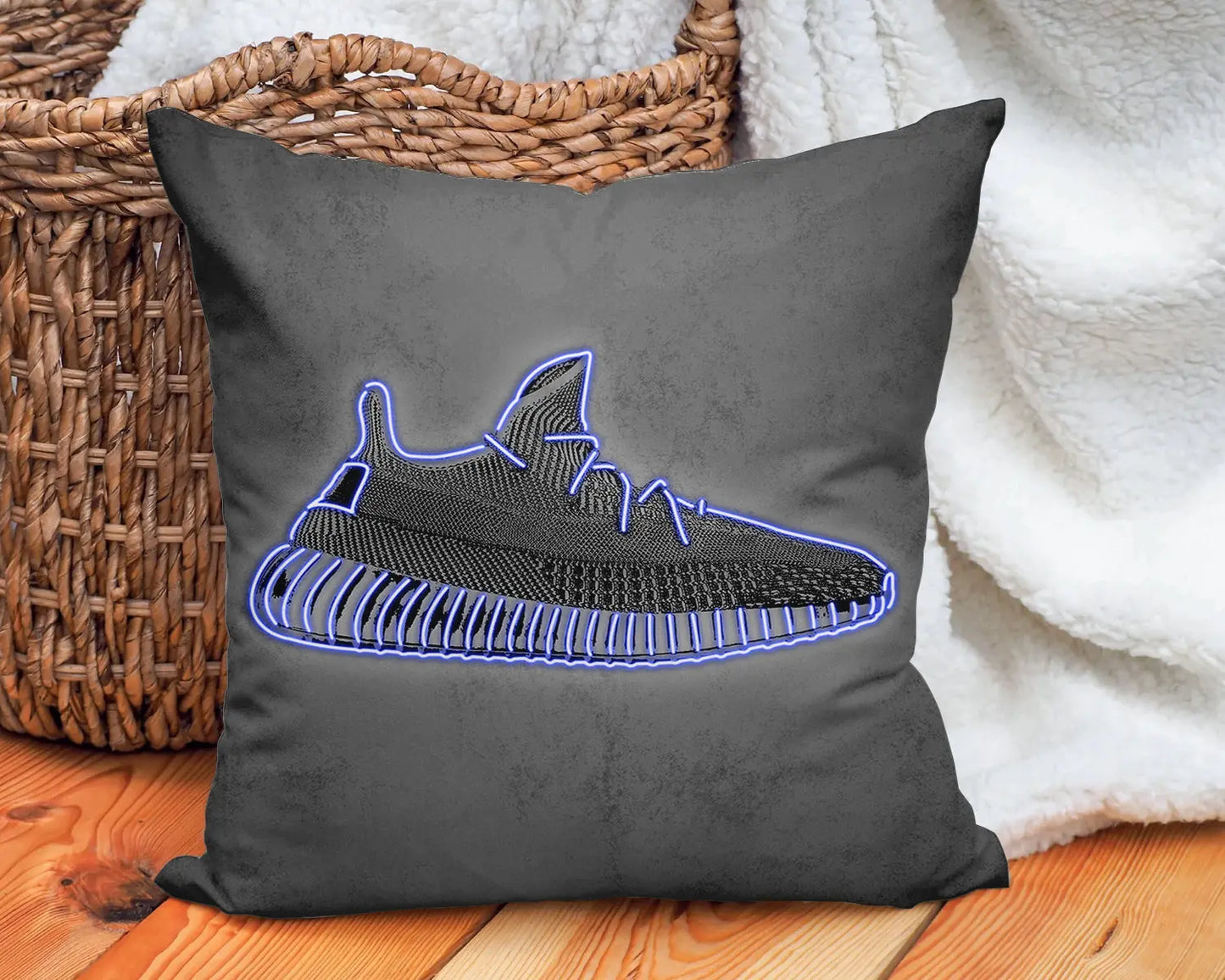 Yeezy Shoes White Neon Effect Pillow