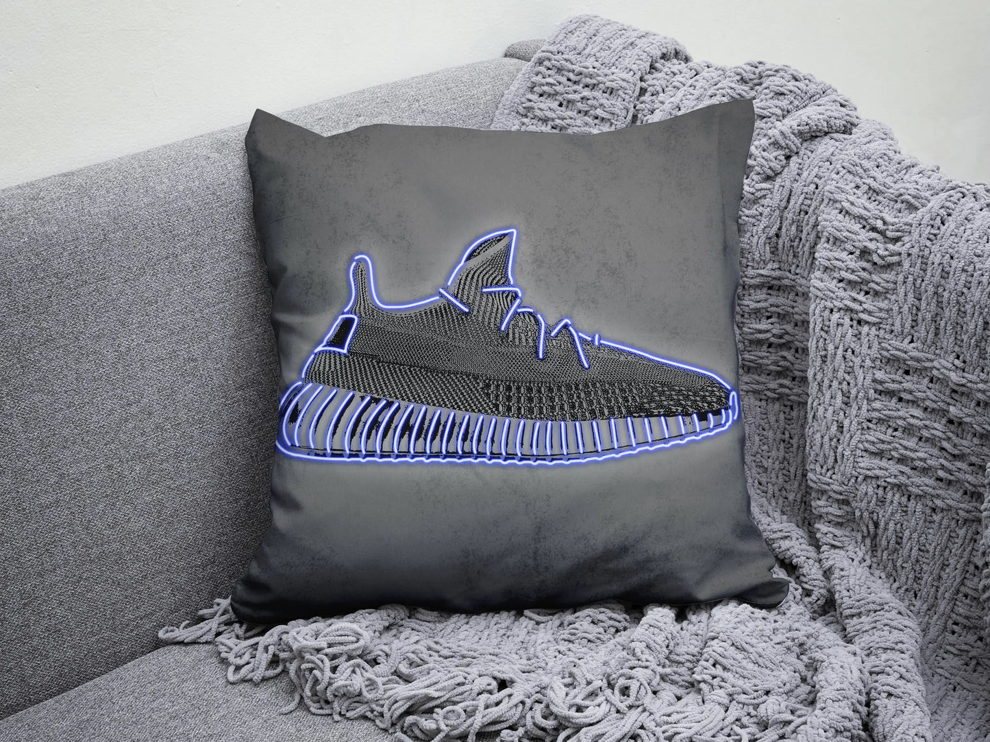 Yeezy Shoes White Neon Effect Pillow