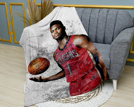 Zion Williamson Splash Effect Fleece Blanket