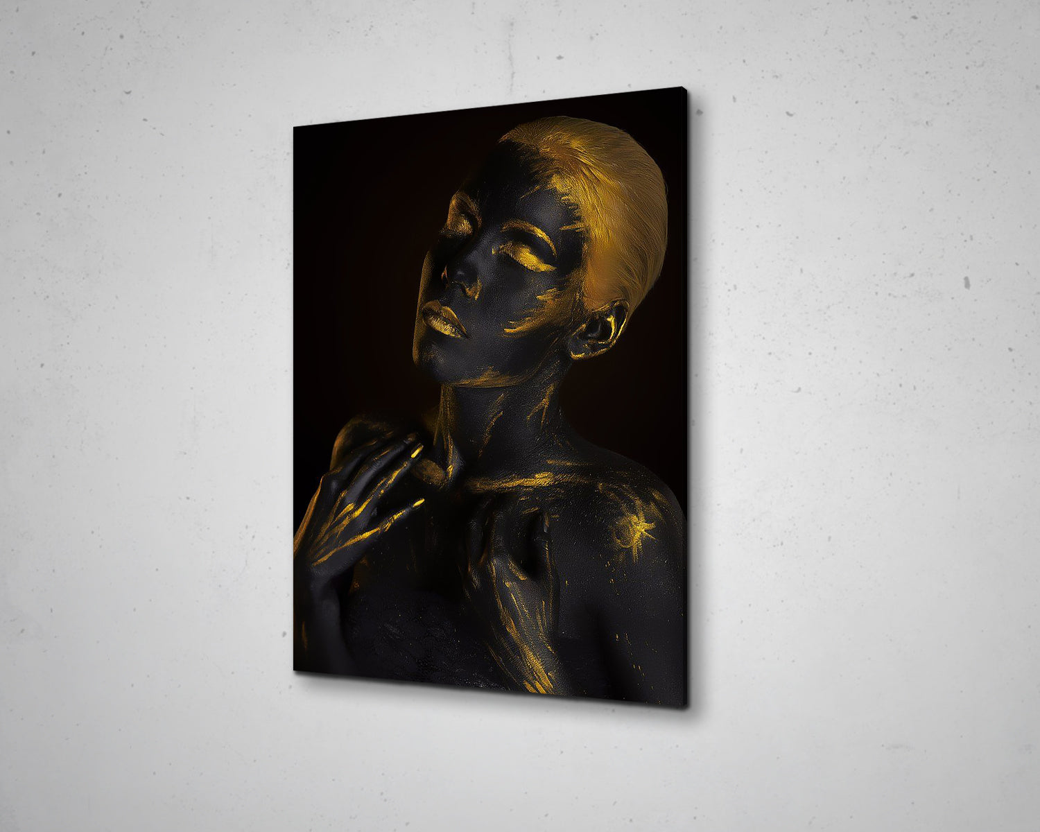 African Woman Black & Gold Glitter Canvas Painting Black Woman Painting African Woman Canvas Art