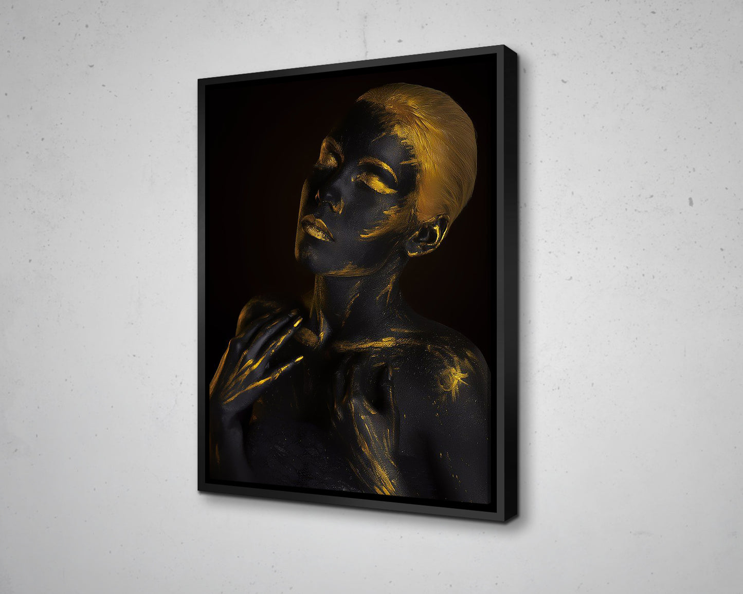 African Woman Black & Gold Glitter Canvas Painting Black Woman Painting African Woman Canvas Art