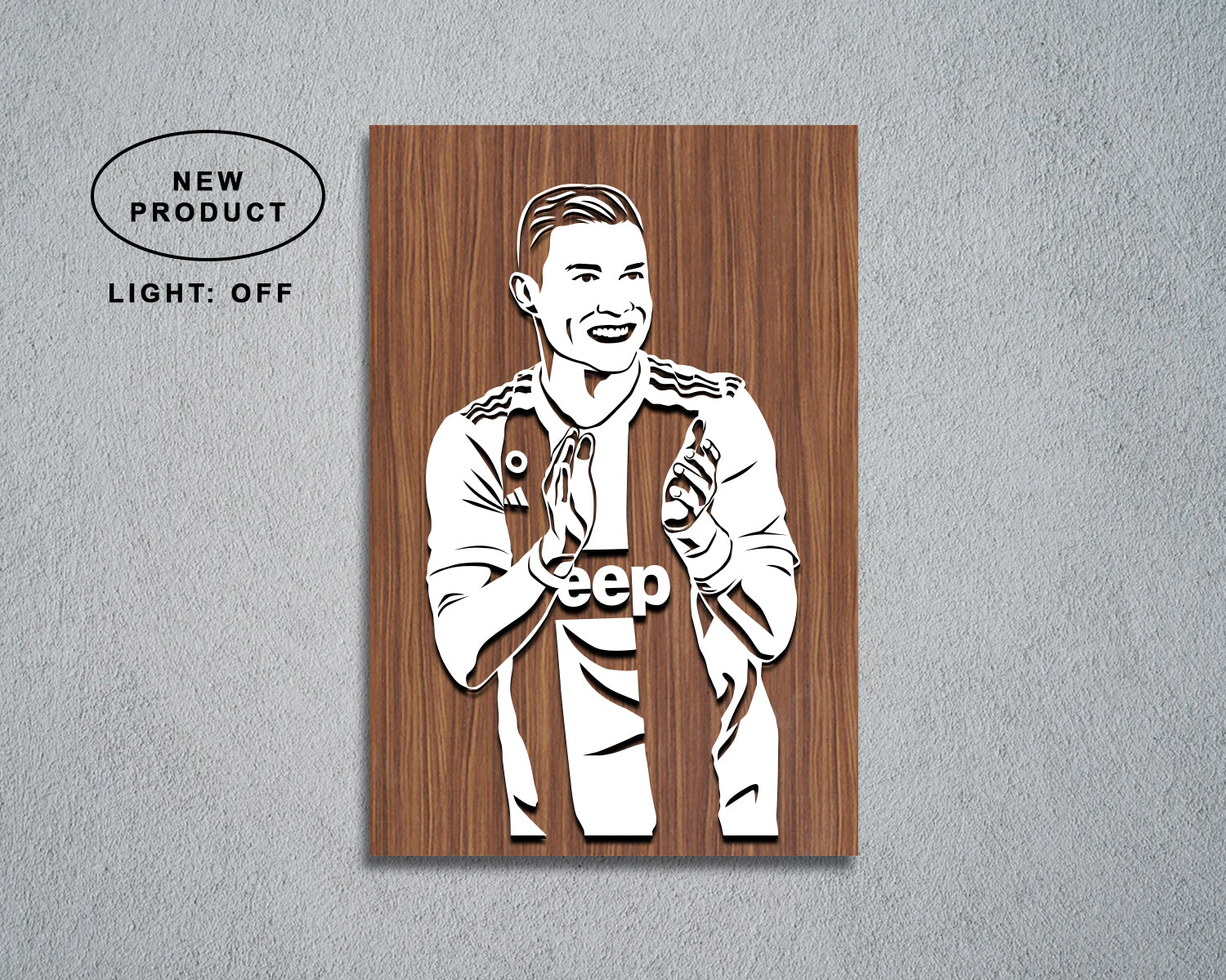 Cristiano Ronaldo LED Wooden Decal