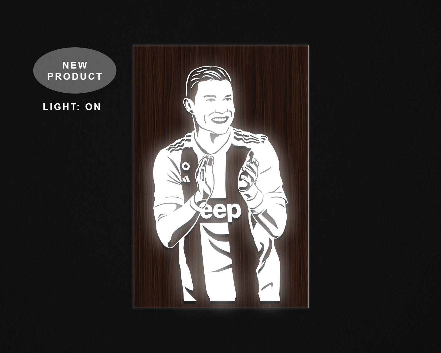 Cristiano Ronaldo LED Wooden Decal