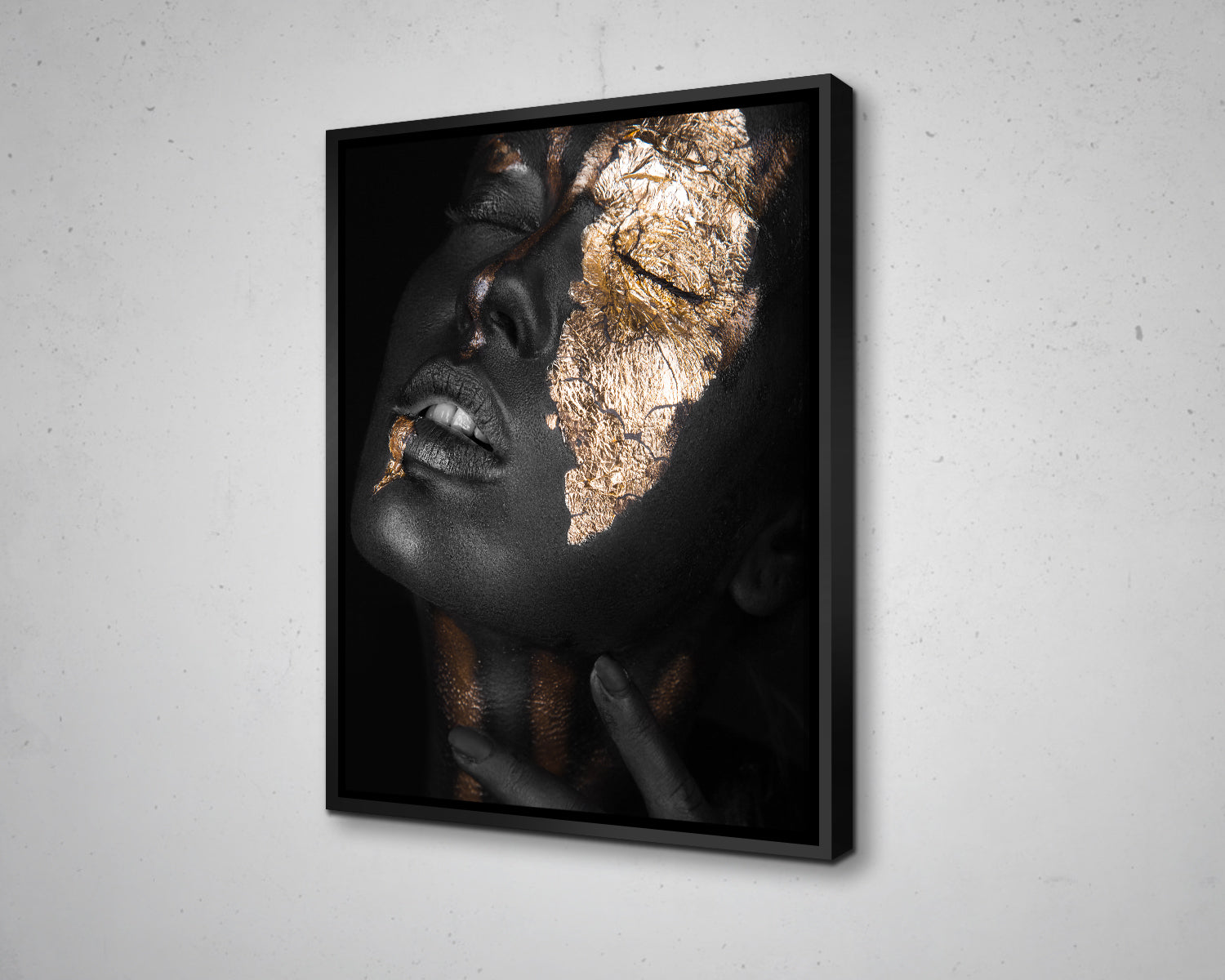 African Woman Gold Glitter Canvas Painting Black Woman Painting African Woman Canvas Art