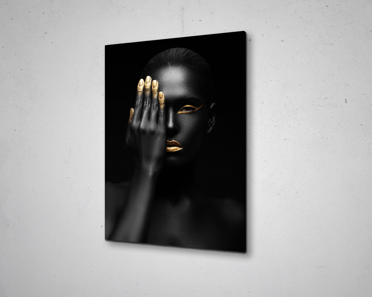 African Woman Black & Gold Canvas Painting Black Woman Painting African Woman Canvas Art