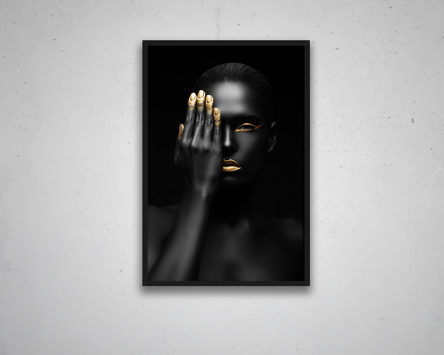African Woman Black & Gold Canvas Painting Black Woman Painting African Woman Canvas Art