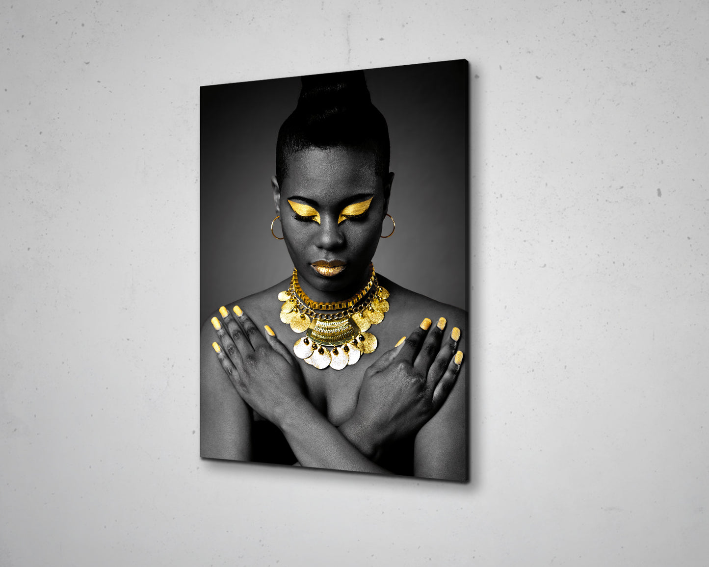 African Woman Black & Gold Canvas Painting Black Woman Painting African Woman Canvas Art