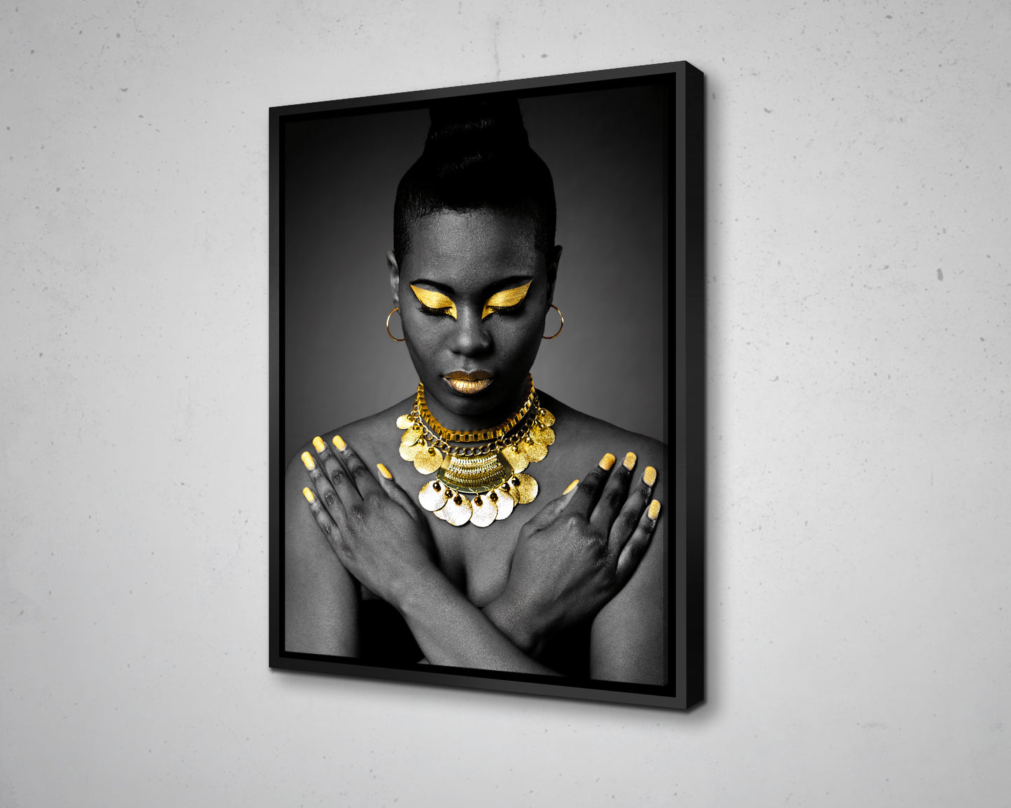 African Woman Black & Gold Canvas Painting Black Woman Painting African Woman Canvas Art