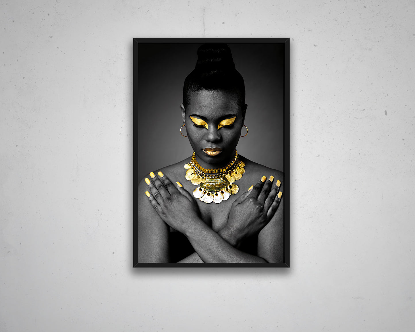 African Woman Black & Gold Canvas Painting Black Woman Painting African Woman Canvas Art