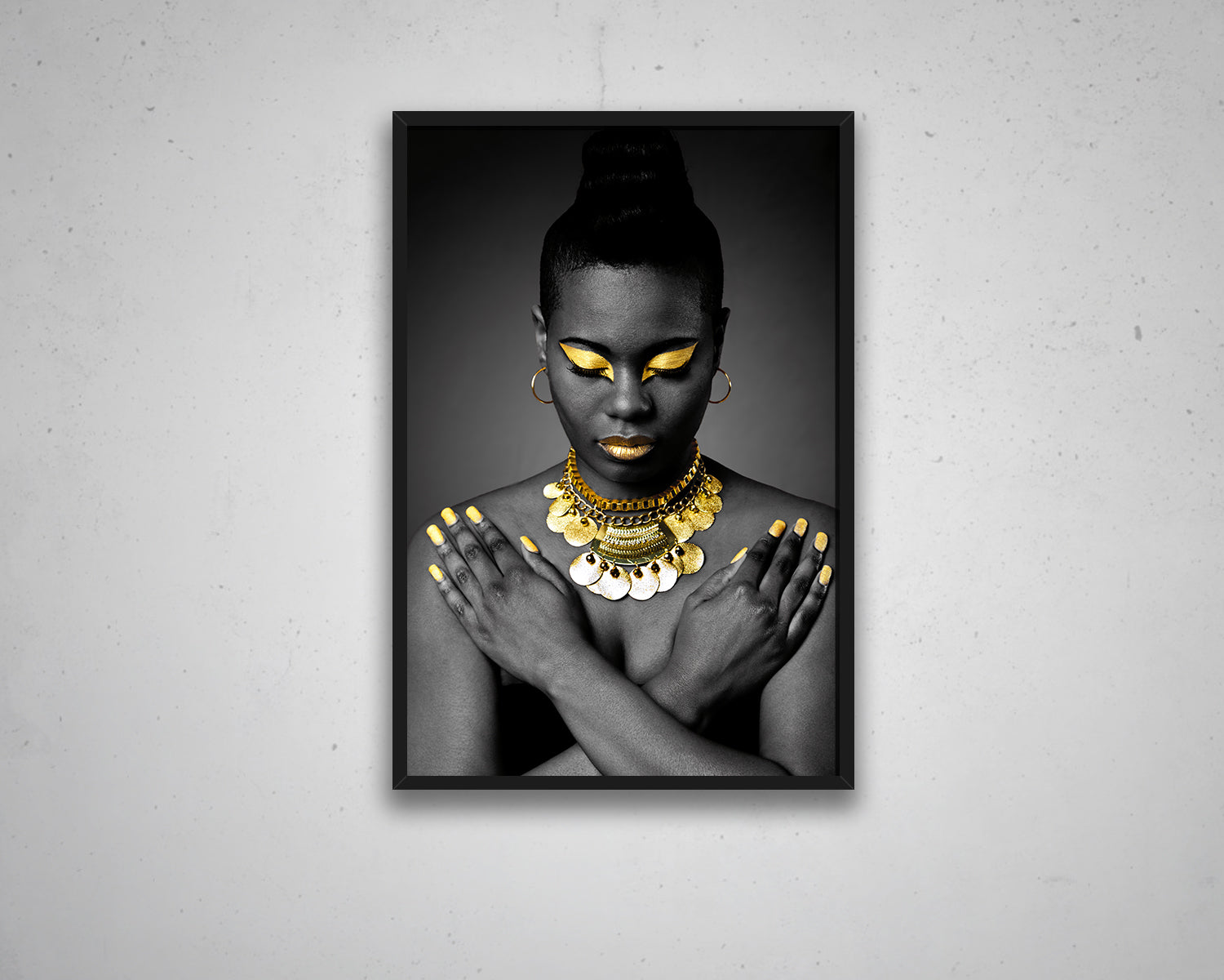 African Woman Black & Gold Canvas Painting Black Woman Painting African Woman Canvas Art