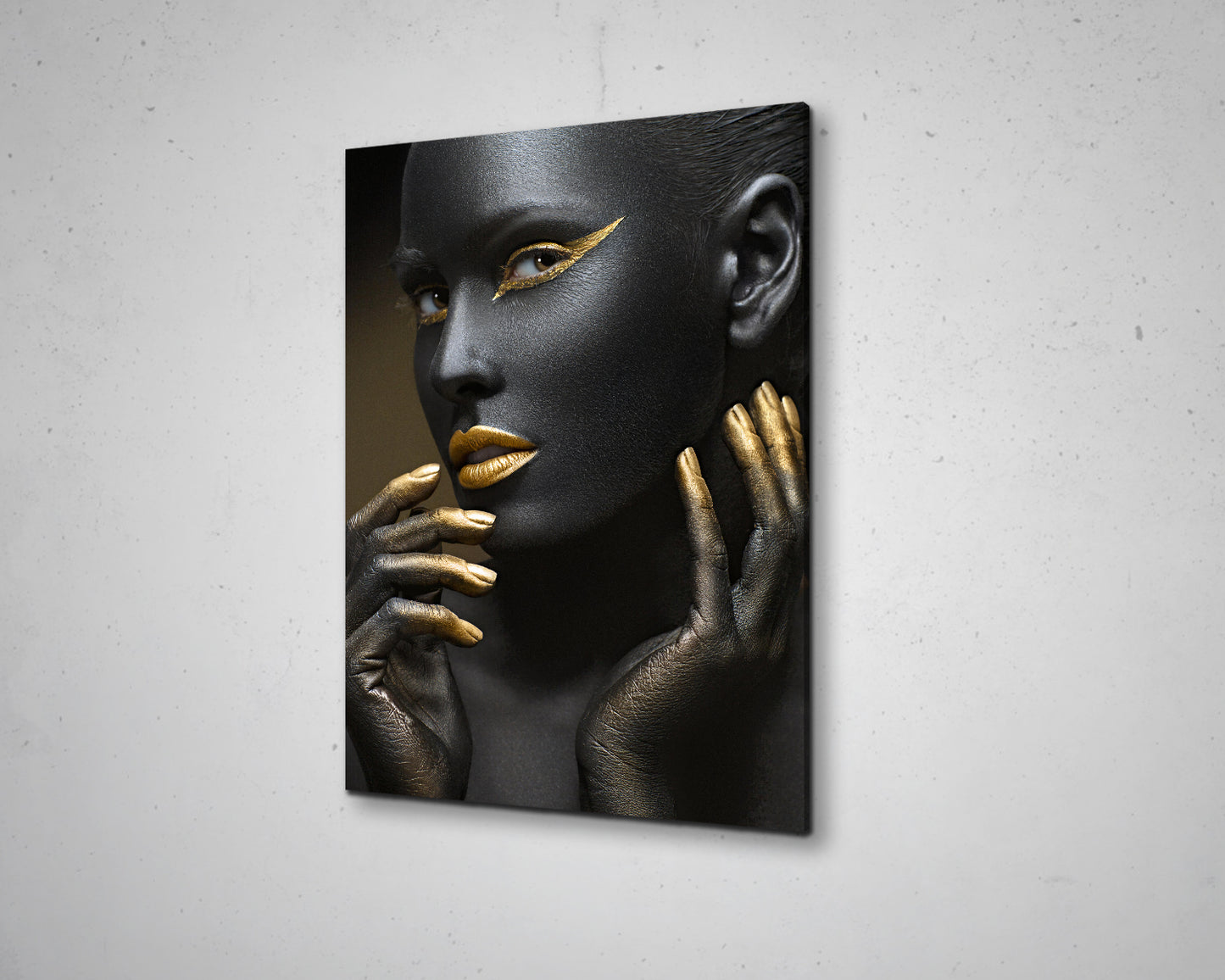 African Woman Black & Gold Canvas Painting Black Woman Painting African Woman Canvas Art