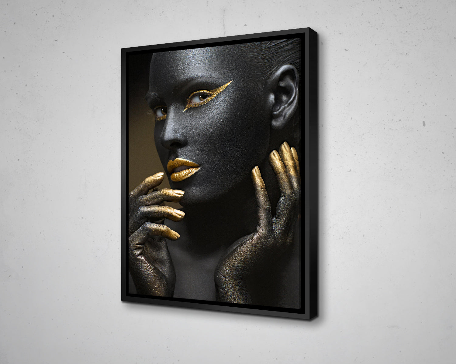 African Woman Black & Gold Canvas Painting Black Woman Painting African Woman Canvas Art