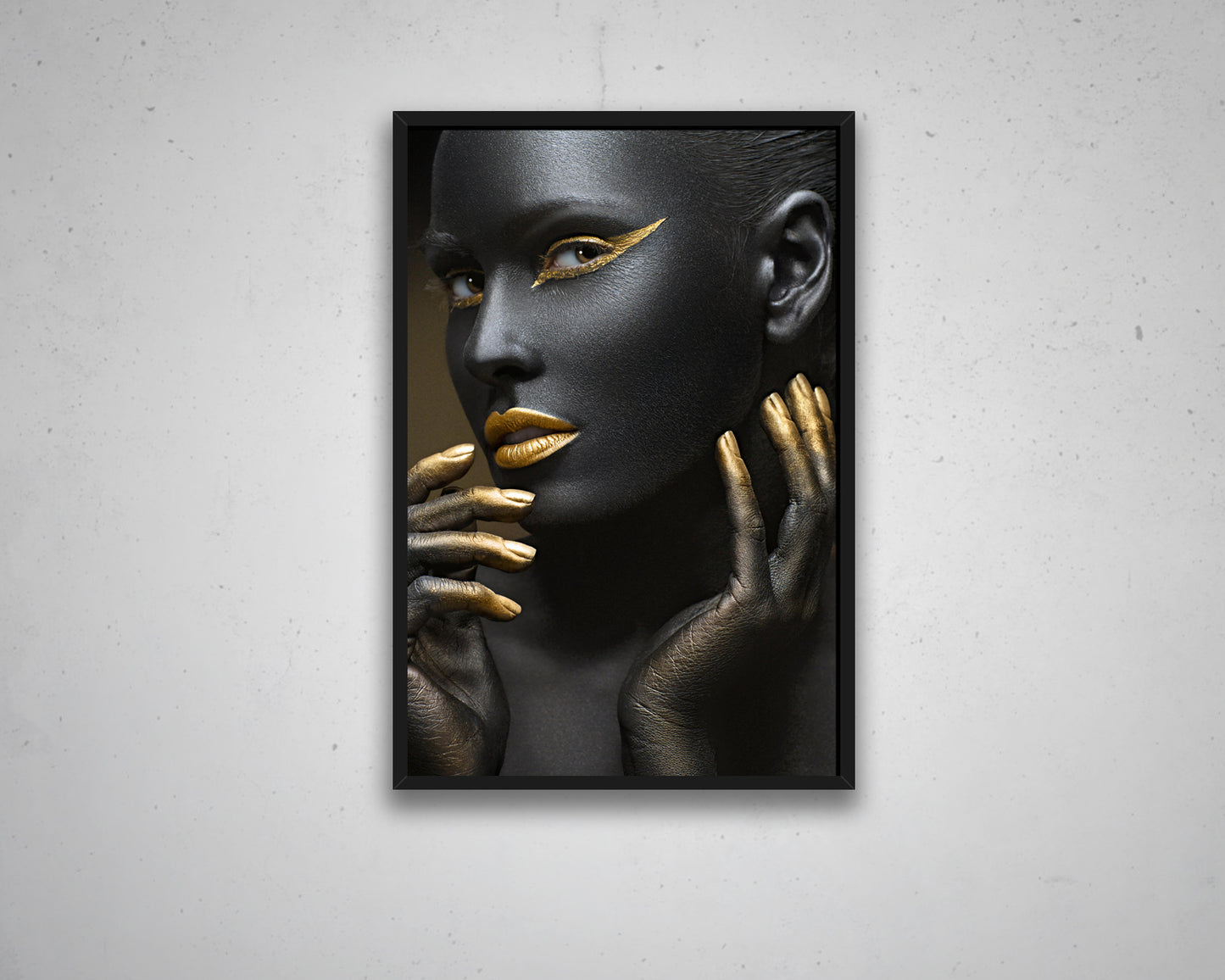 African Woman Black & Gold Canvas Painting Black Woman Painting African Woman Canvas Art