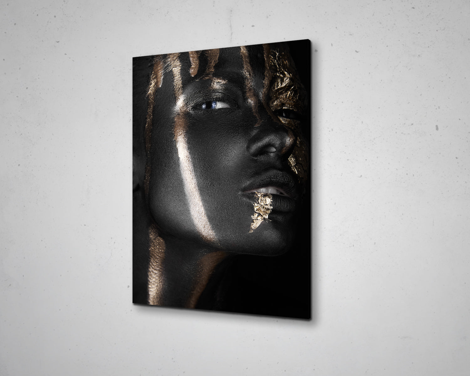 African Woman Gold Glitter Canvas Painting Black Woman Painting African Woman Canvas Art