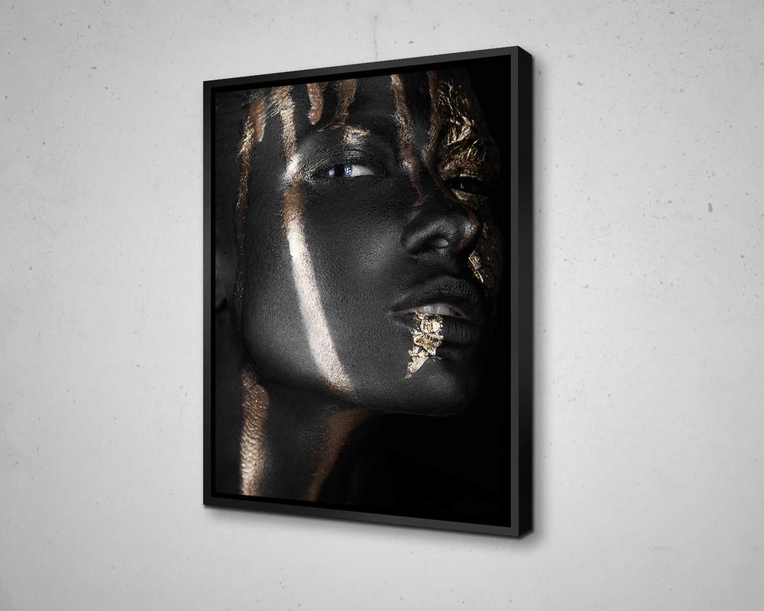 African Woman Gold Glitter Canvas Painting Black Woman Painting African Woman Canvas Art