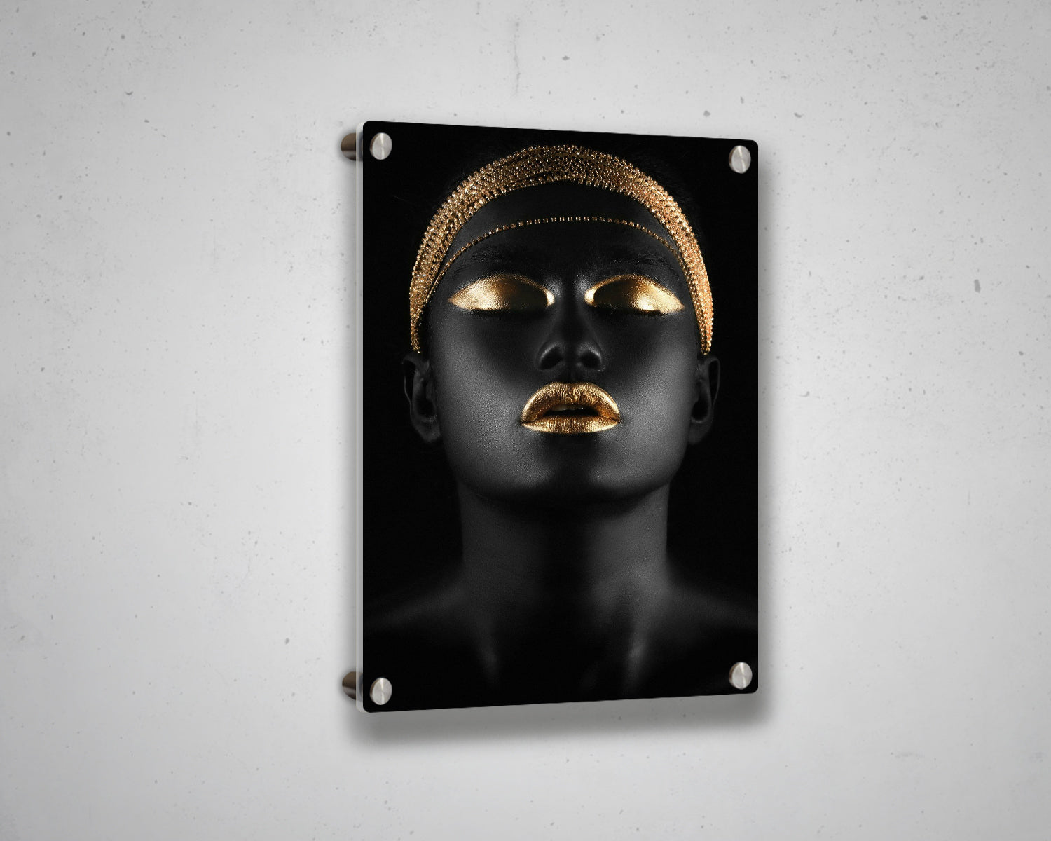 African Woman Gold Glitter Canvas Painting Black Woman Painting African Woman Canvas Art