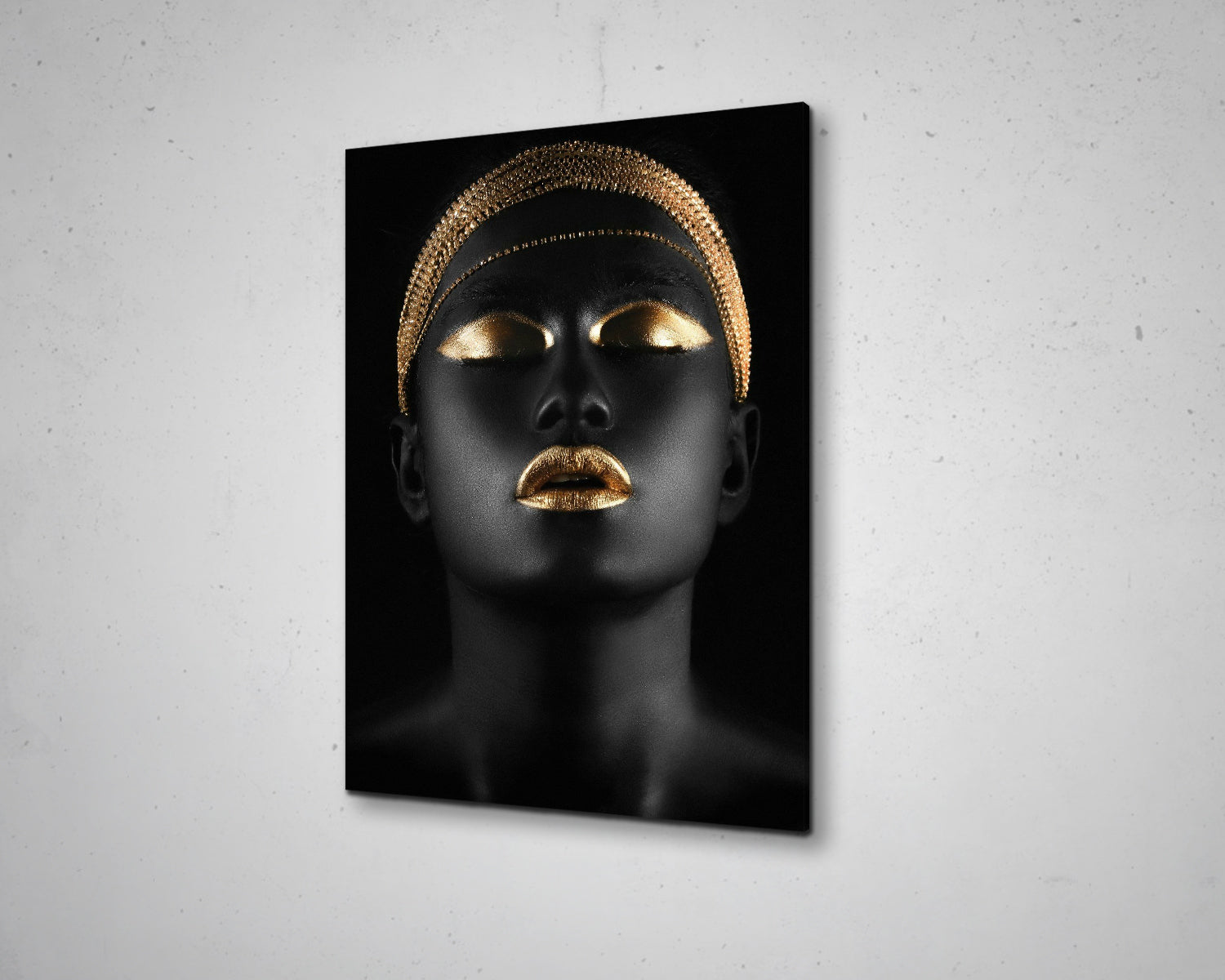 African Woman Gold Glitter Canvas Painting Black Woman Painting African Woman Canvas Art