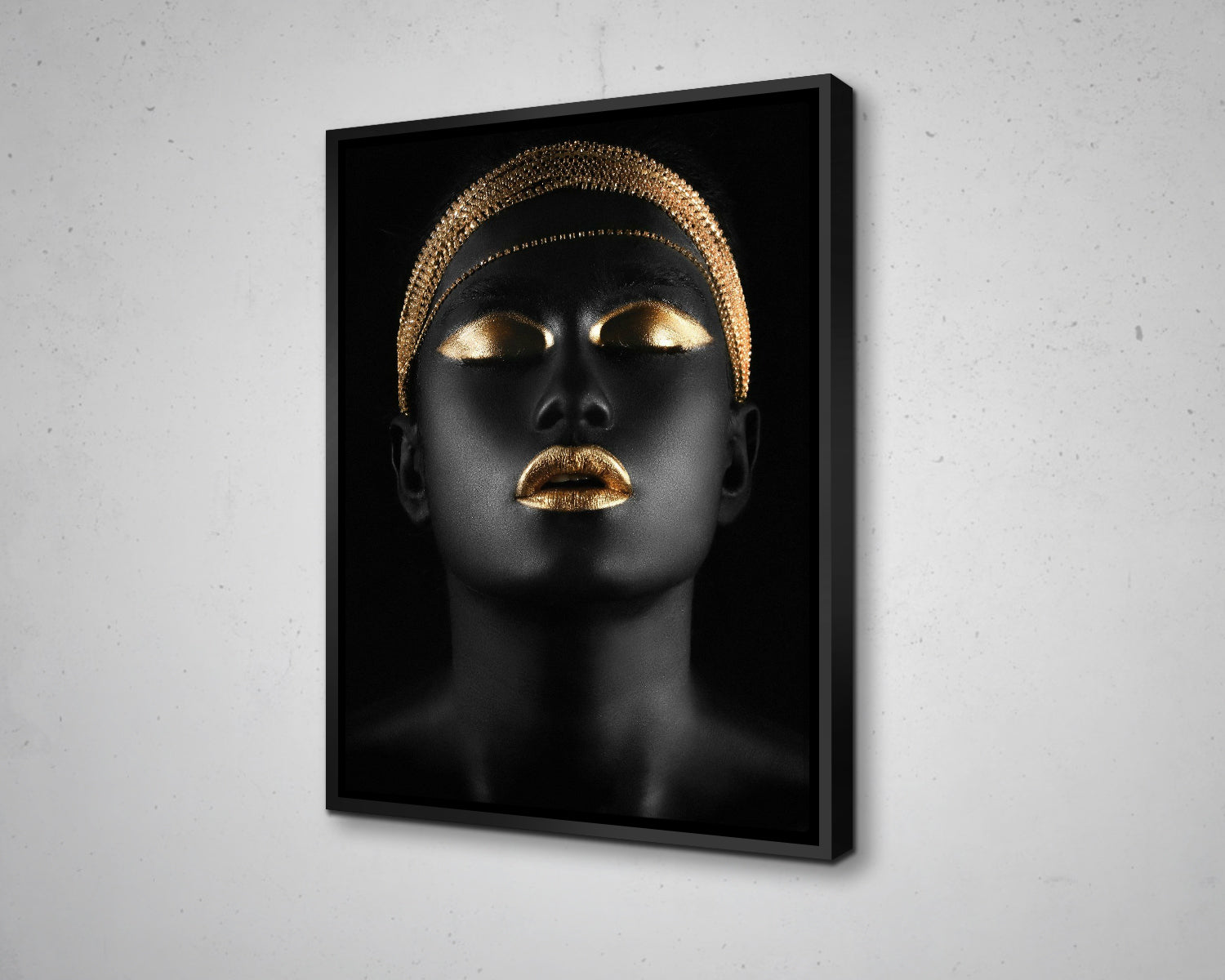 African Woman Gold Glitter Canvas Painting Black Woman Painting African Woman Canvas Art