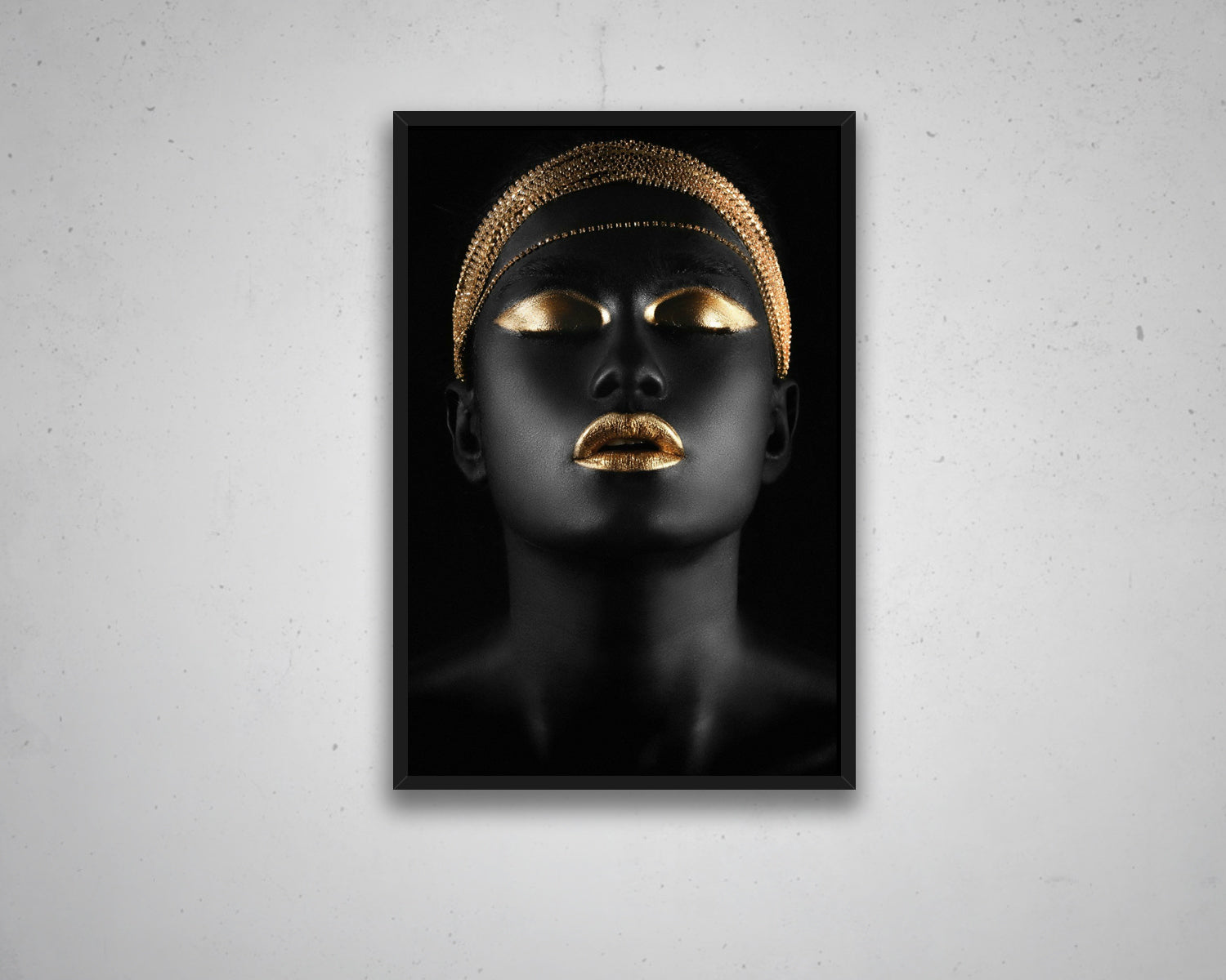 African Woman Gold Glitter Canvas Painting Black Woman Painting African Woman Canvas Art