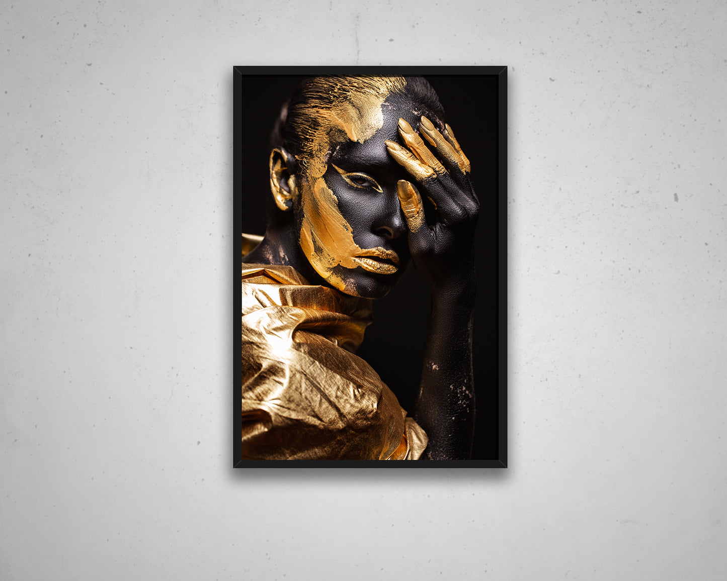 African Woman Black & Gold Canvas Painting Black Woman Painting African Woman Canvas Art