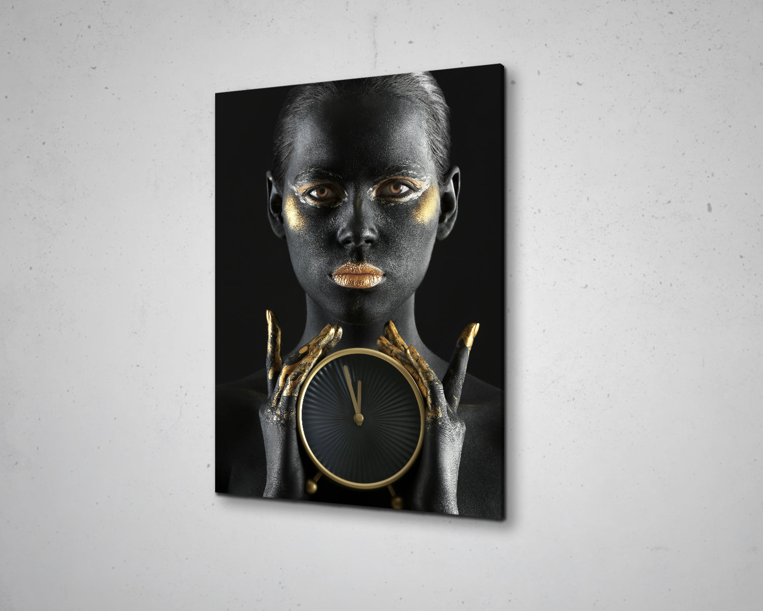 African Woman Gold Glitter Canvas Painting Black Woman Painting African Woman Canvas Art