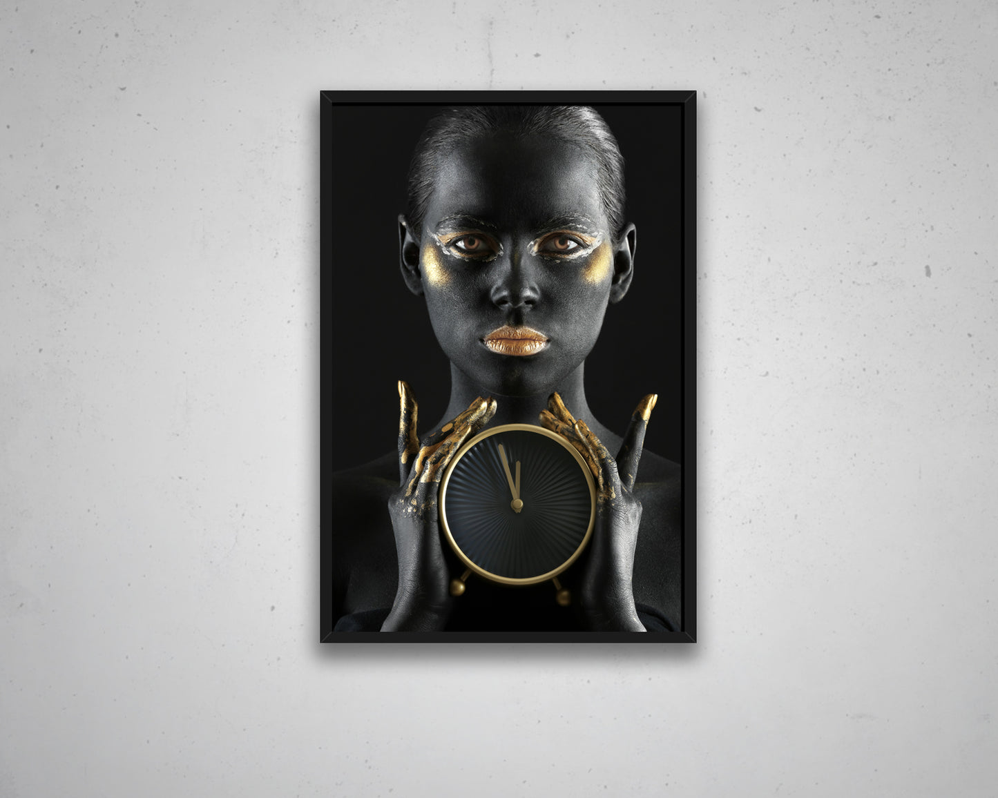 African Woman Gold Glitter Canvas Painting Black Woman Painting African Woman Canvas Art