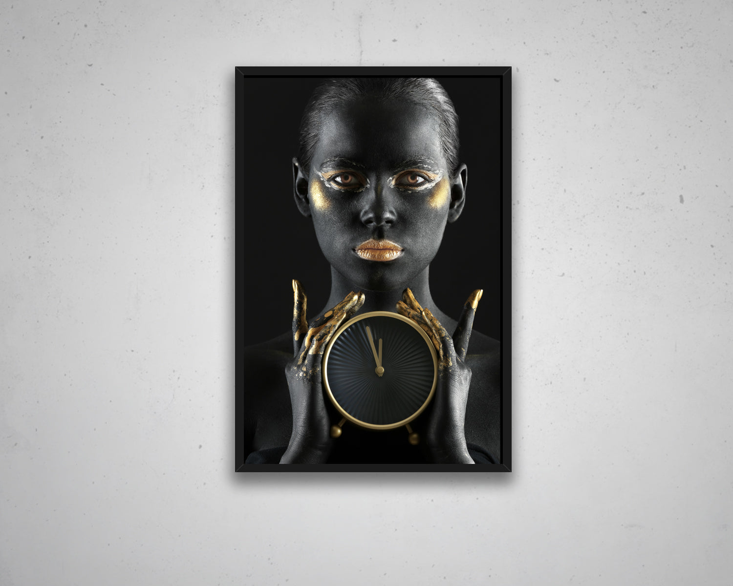 African Woman Gold Glitter Canvas Painting Black Woman Painting African Woman Canvas Art